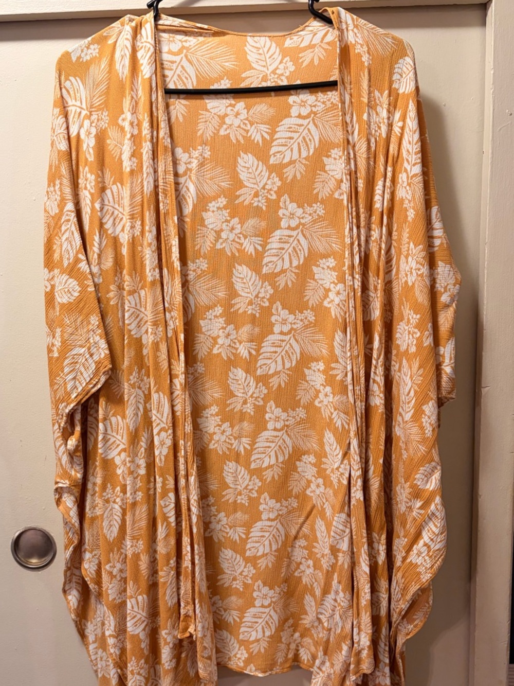 Yellow Floral Open Front Kimono Cardigan